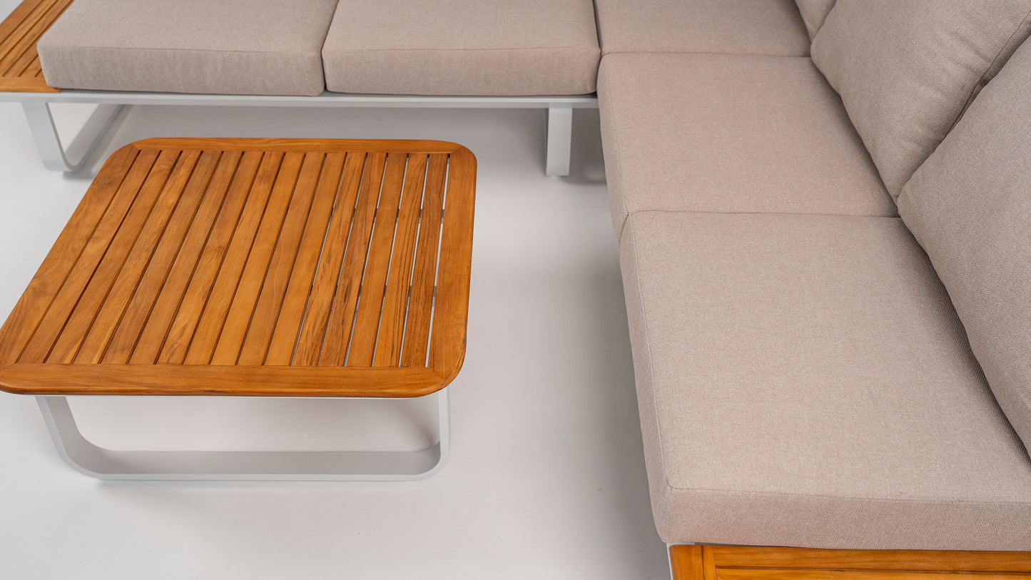 Hoek Loungeset - Capri - Aluminium - Teak