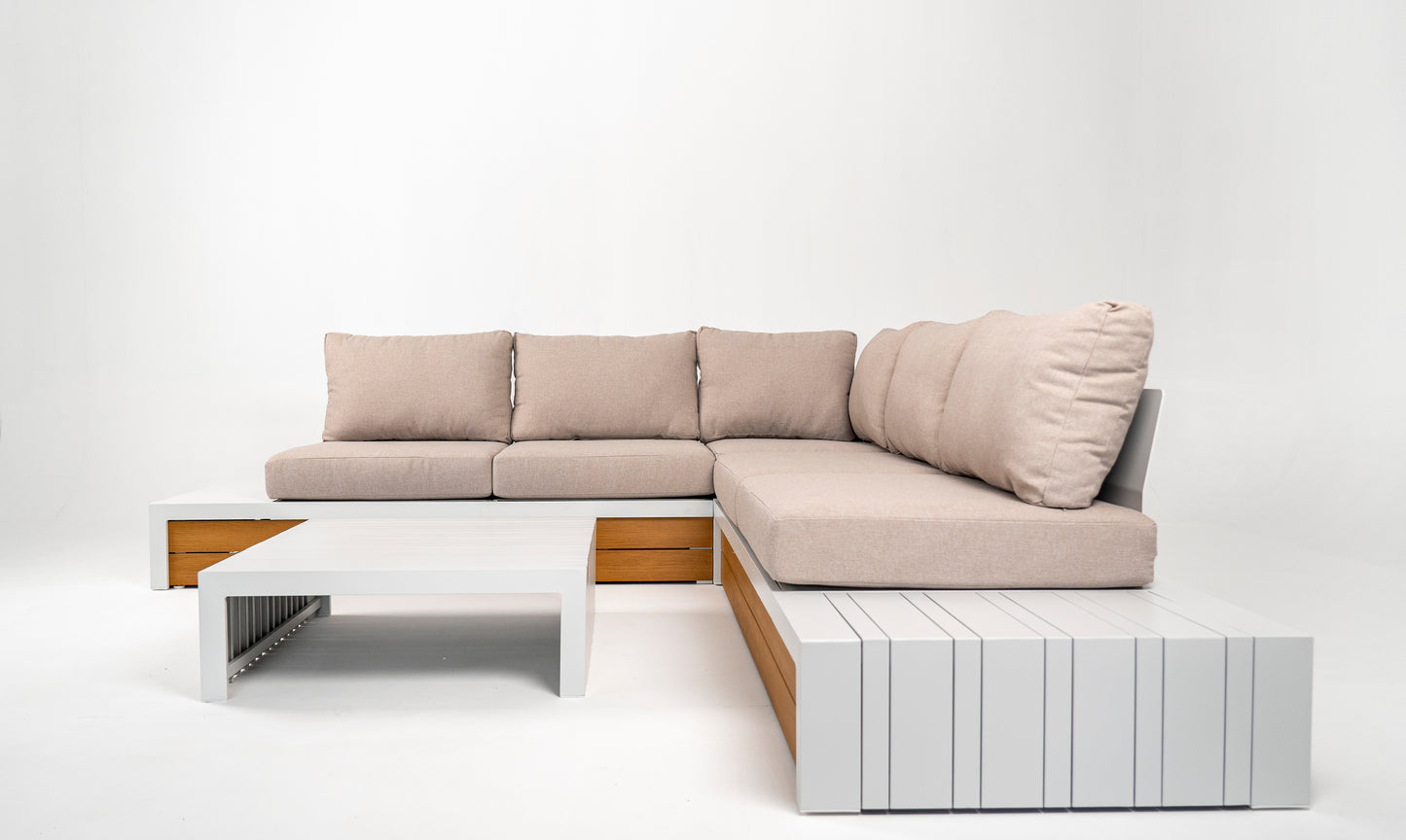 Hoek Loungeset - Ibiza - Aluminium - Wit Beige
