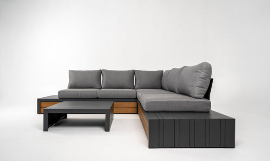 Hoek Loungeset - Ibiza - Aluminium - Antraciet Lichtgrijs