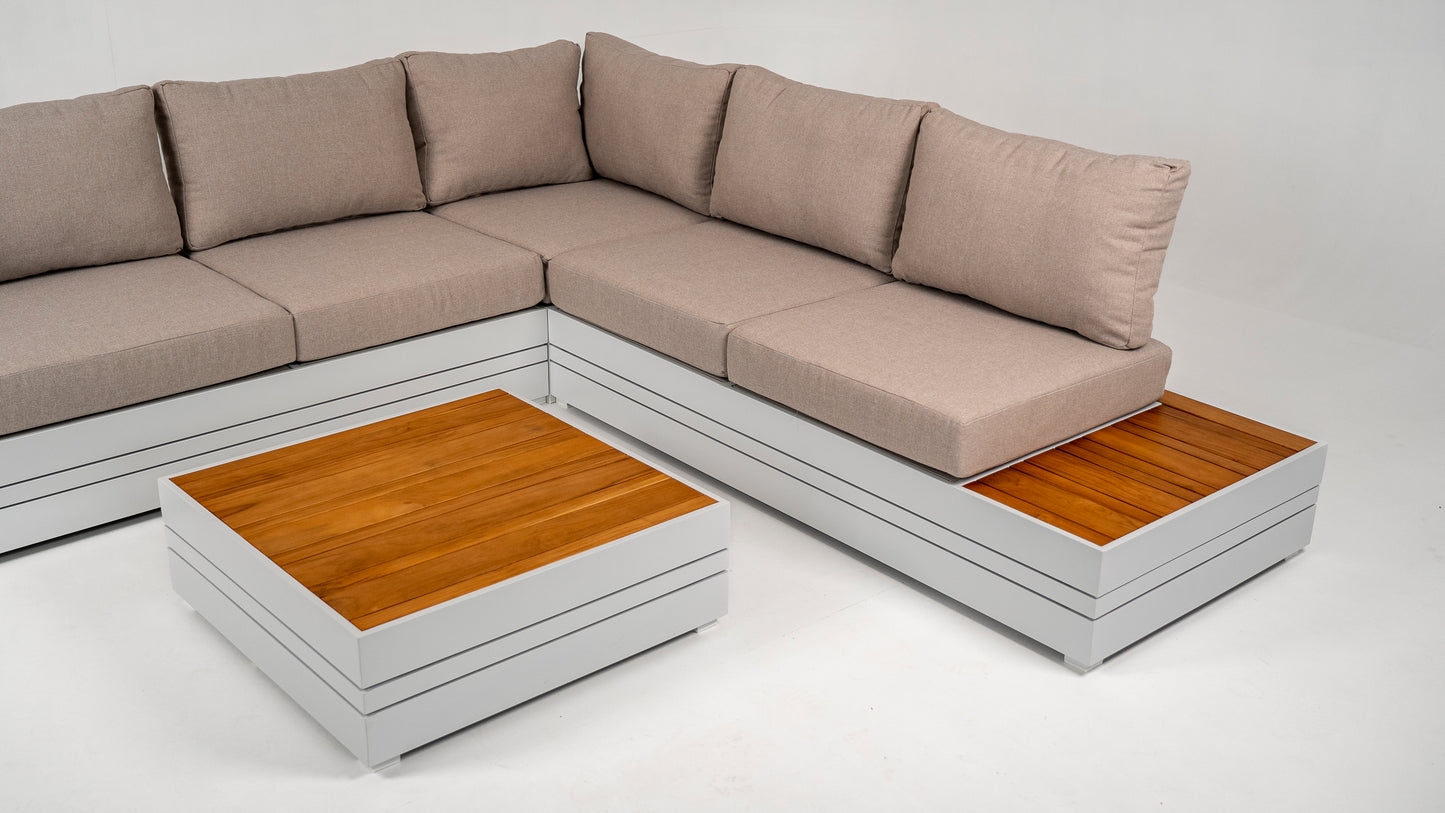 Showroommodel Formentera - Frost White - Aluminium - Teak(1 beschikbaar)