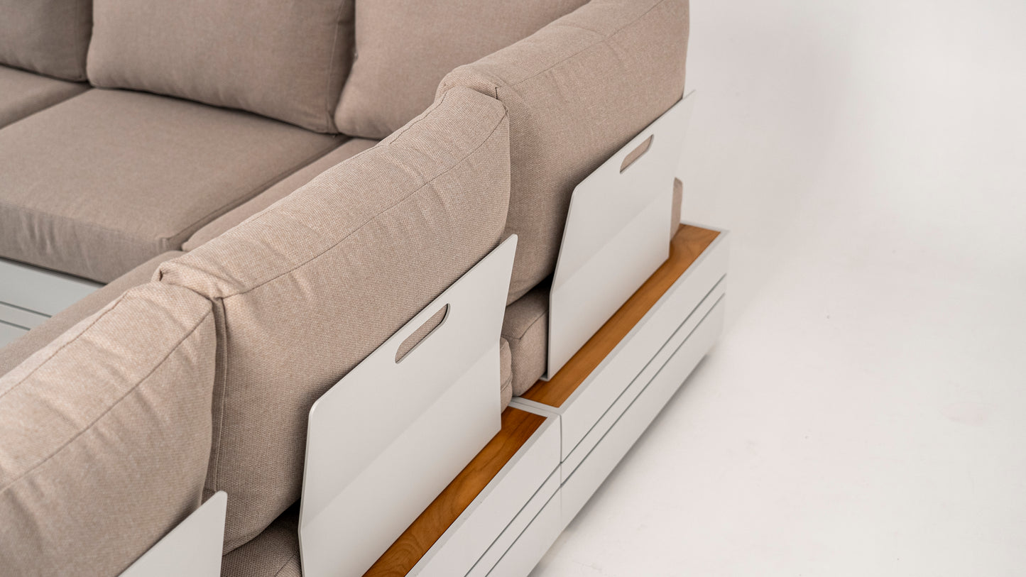 Hoek Loungeset - Formentera - Aluminium - Teak - Frost White