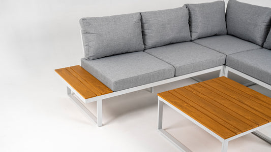 Hoek Loungeset - Madeira - Aluminium - Frost White