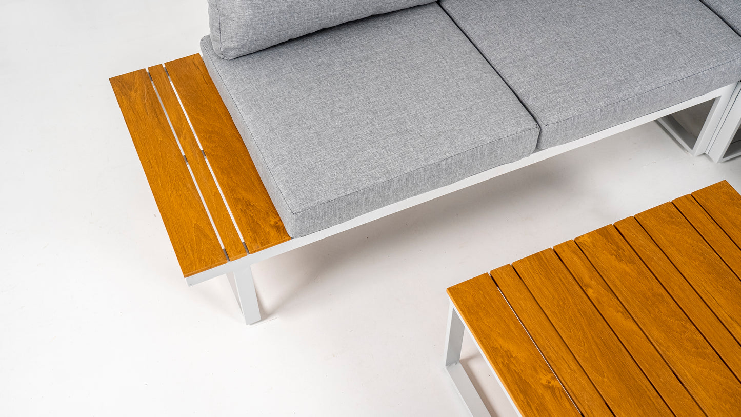 Hoek Loungeset - Madeira - Aluminium - Frost White