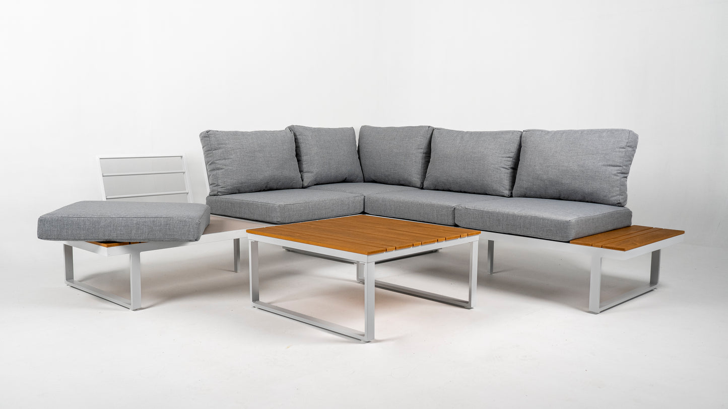 Hoek Loungeset - Madeira - Aluminium - Frost White