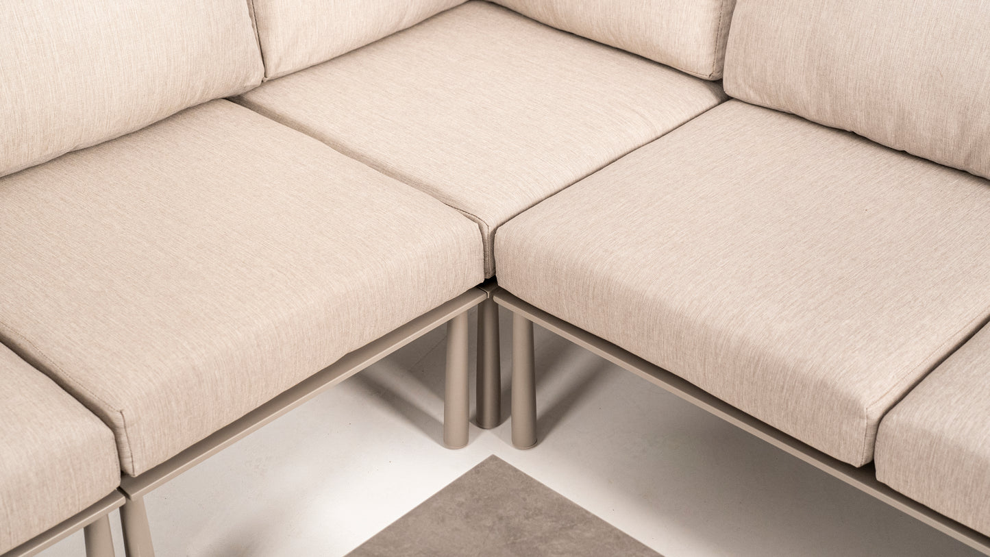 Hoek Loungeset - Trino - Aluminium - Beige - met tussenstuk