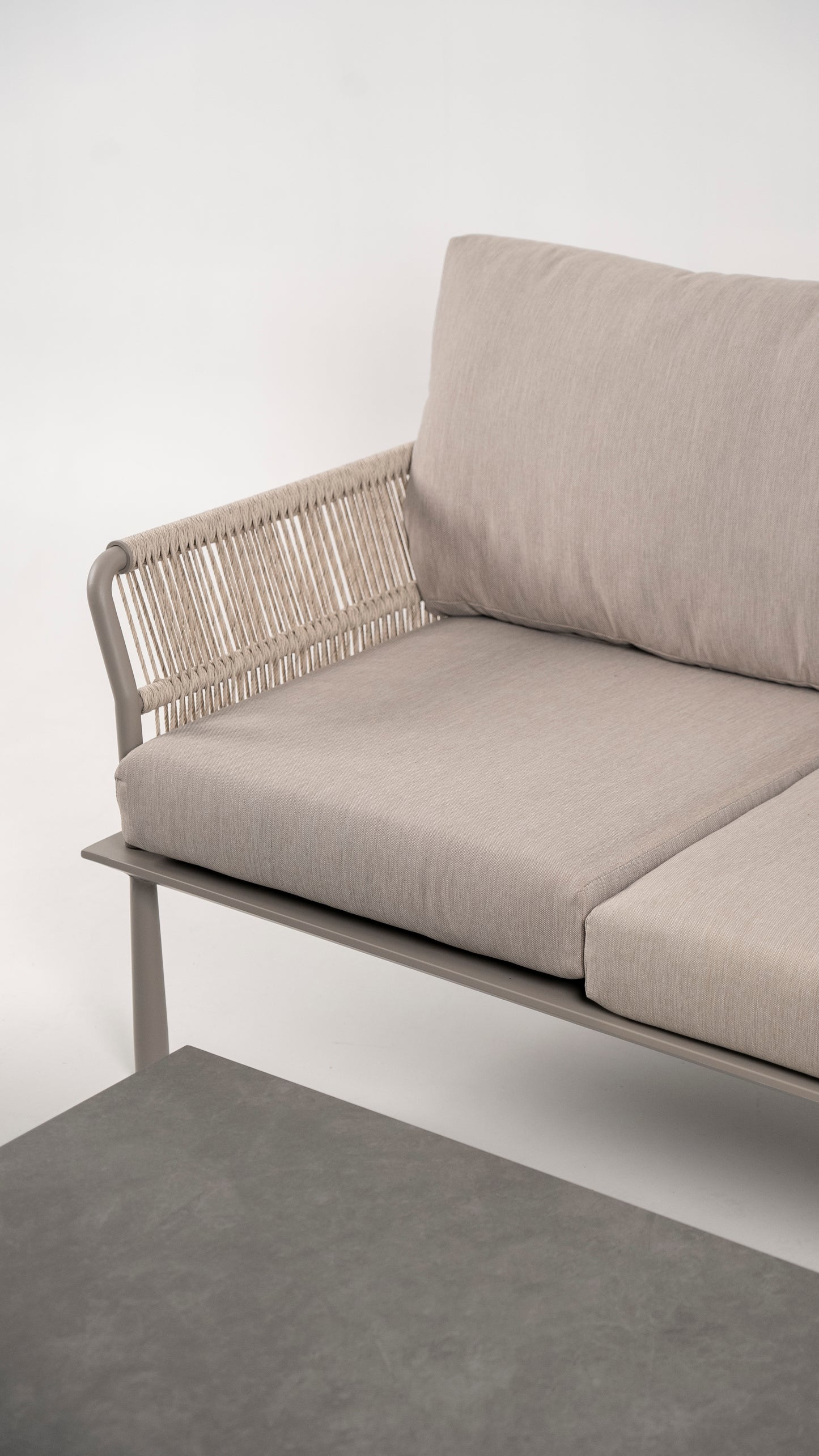 Hoek Loungeset - Trino - Aluminium - Beige - met tussenstuk
