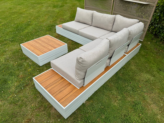 Showroommodel Formentera - Frost White - Aluminium - Teak(1 beschikbaar)