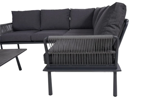Hoek Loungeset - Trino - Aluminium - Antraciet - met tussenstuk