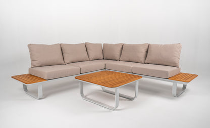 Hoek Loungeset - Capri - Aluminium - Teak