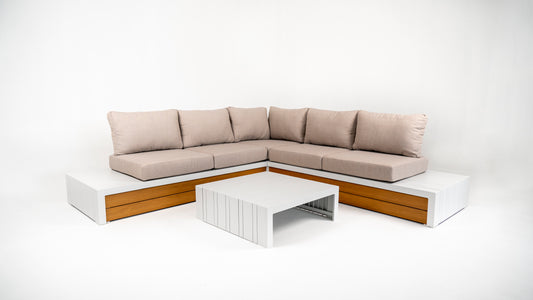 Hoek Loungeset - Ibiza - Aluminium - Wit Beige
