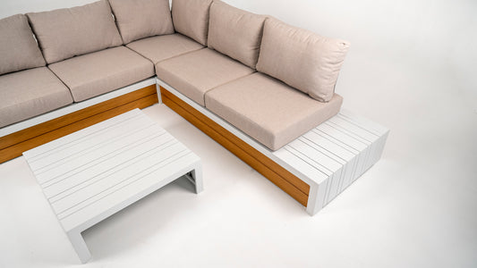 Hoek Loungeset - Ibiza - Aluminium - Wit Beige