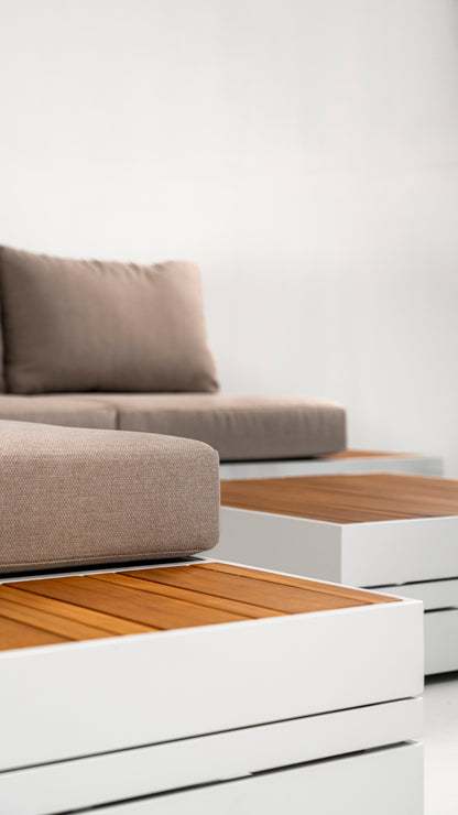Hoek Loungeset - Formentera - Aluminium - Teak - Frost White