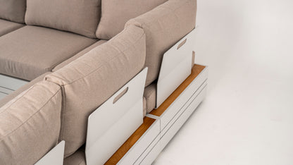 Hoek Loungeset - Formentera - Aluminium - Teak - Frost White