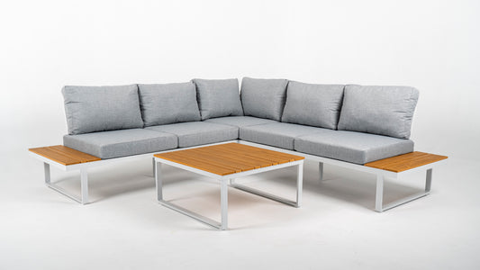 Hoek Loungeset - Madeira - Aluminium - Frost White