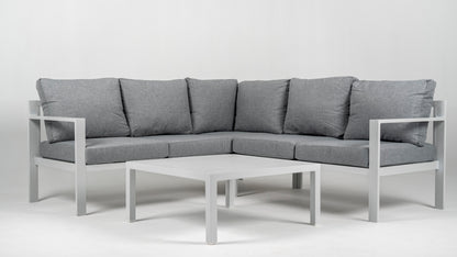 Hoek Loungeset - Hawaii - Aluminium - Wit/Lichtgrijs
