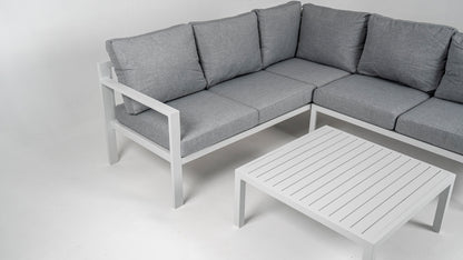 Hoek Loungeset - Hawaii - Aluminium - Wit/Lichtgrijs