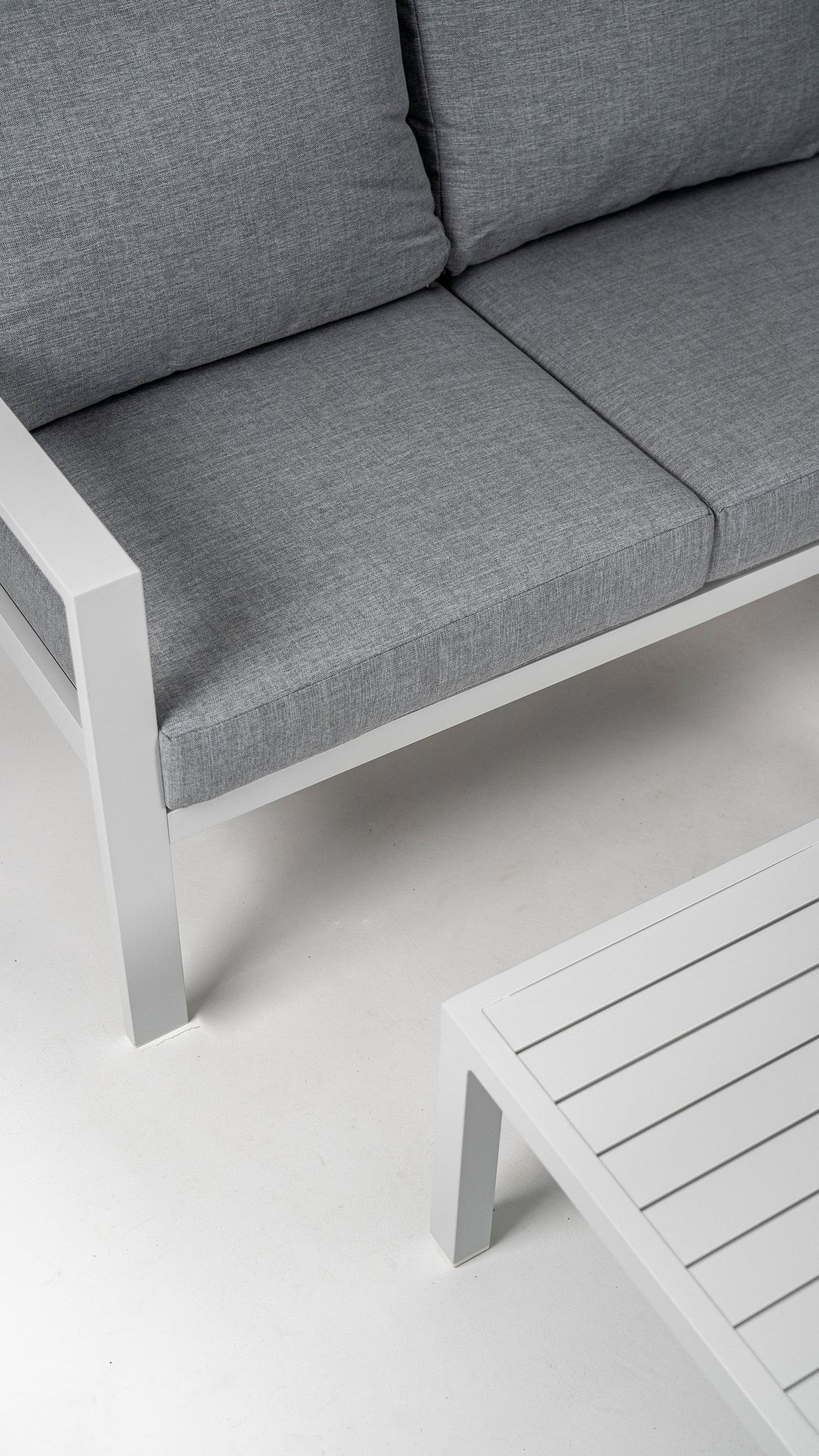 Hoek Loungeset - Hawaii - Aluminium - Wit/Lichtgrijs