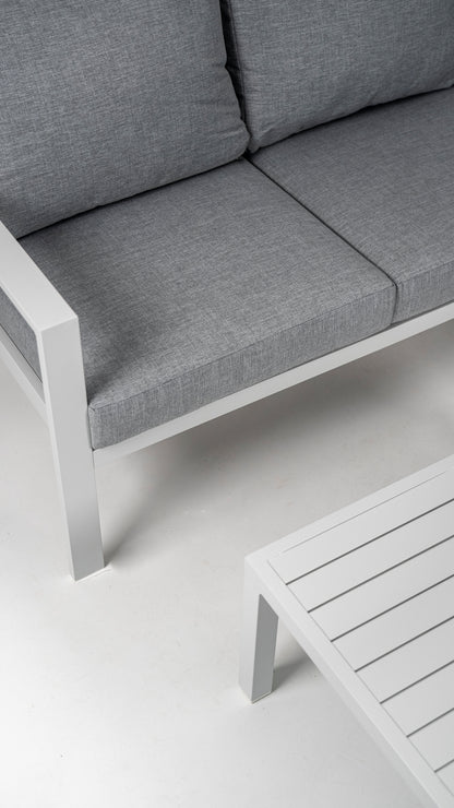 Hoek Loungeset - Hawaii - Aluminium - Wit/Lichtgrijs