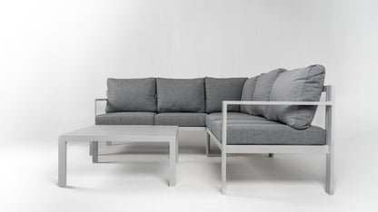 Hoek Loungeset - Hawaii - Aluminium - Wit/Lichtgrijs