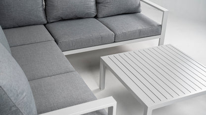 Hoek Loungeset - Hawaii - Aluminium - Wit/Lichtgrijs