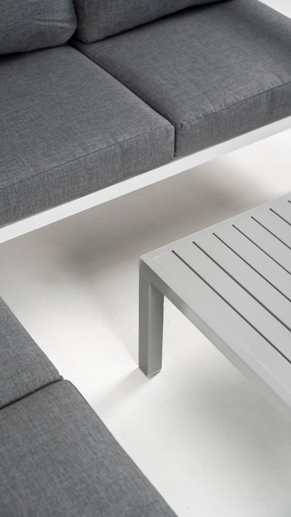 Hoek Loungeset - Hawaii - Aluminium - Wit/Lichtgrijs
