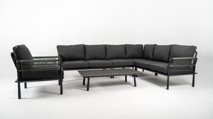 Hoek Loungeset - Trino - Aluminium - Antraciet - met tussenstuk