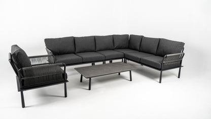 Hoek Loungeset - Trino - Aluminium - Antraciet - met tussenstuk