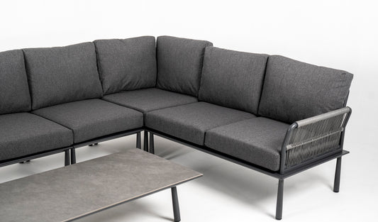 Hoek Loungeset - Trino - Aluminium - Antraciet - met tussenstuk