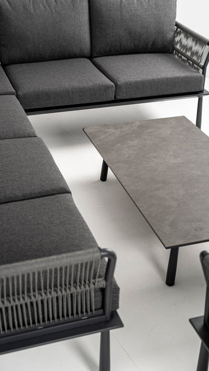 Hoek Loungeset - Trino - Aluminium - Antraciet - met tussenstuk