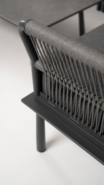 Hoek Loungeset - Trino - Aluminium - Antraciet - met tussenstuk