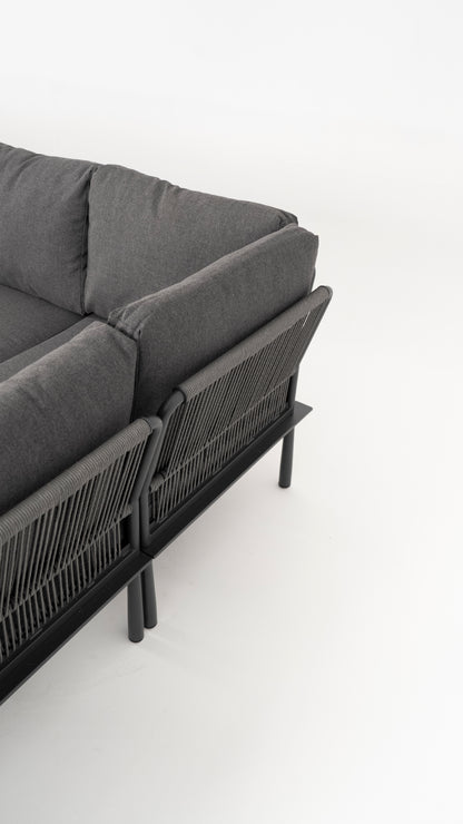 Hoek Loungeset - Trino - Aluminium - Antraciet - met tussenstuk