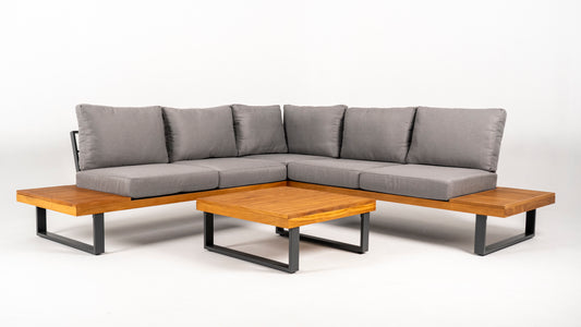 Hoek Loungeset - Malta - Aluminium - Teak