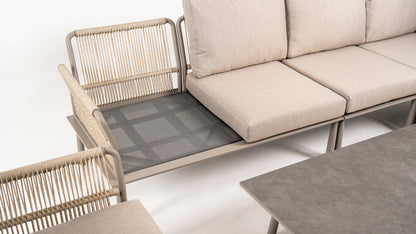 Hoek Loungeset - Trino - Aluminium - Beige - met tussenstuk