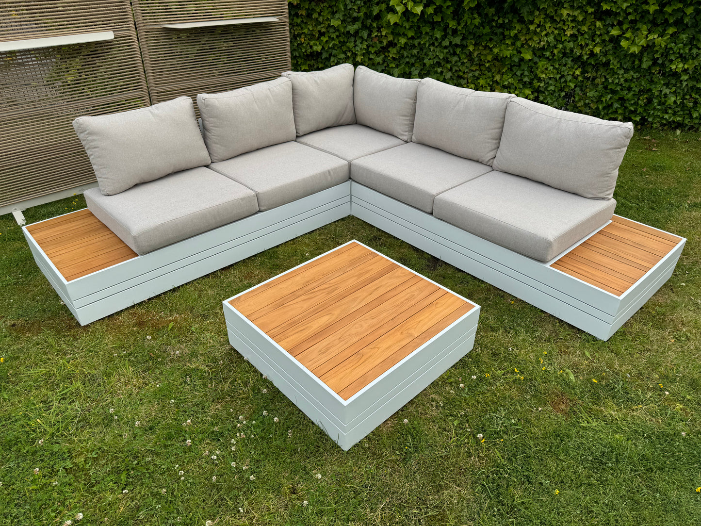 Hoek Loungeset - Formentera - Aluminium - Teak - Frost White