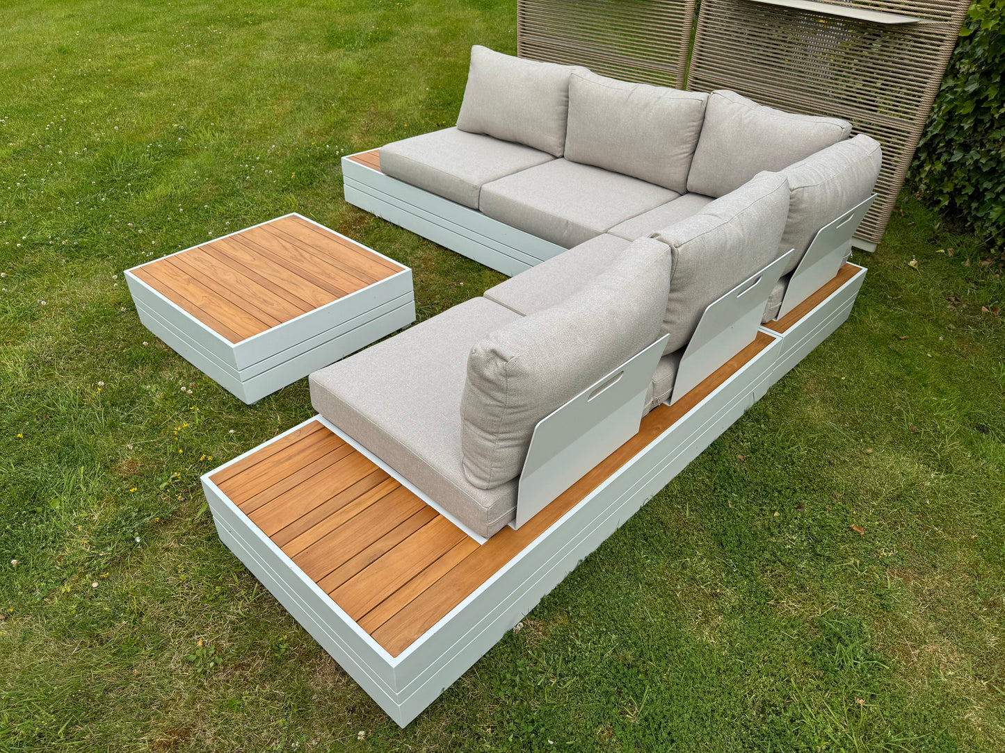 Hoek Loungeset - Formentera - Aluminium - Teak - Frost White