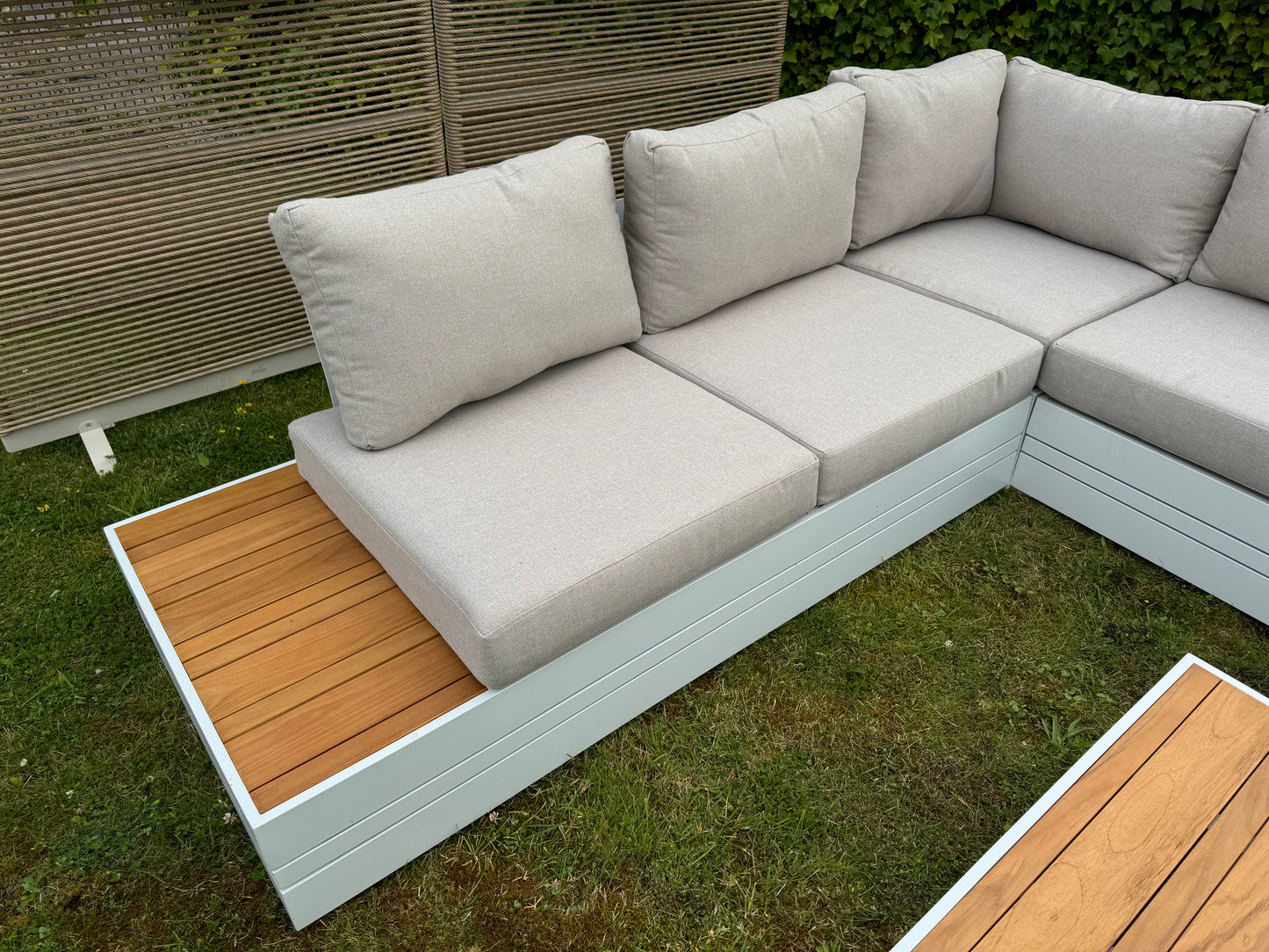 Hoek Loungeset - Formentera - Aluminium - Teak - Frost White