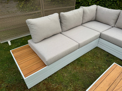 Hoek Loungeset - Formentera - Aluminium - Teak - Frost White