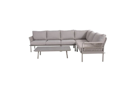 Hoek Loungeset - Trino - Aluminium - Beige - met tussenstuk
